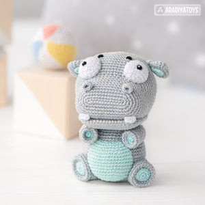 Crochet Pattern of Hippo Bruno from "AradiyaToys Design" (Amigurumi tutorial PDF file) / cute hippo crochet pattern by AradiyaToys