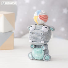 Laden Sie das Bild in den Galerie-Viewer, Crochet Pattern of Hippo Bruno from &quot;AradiyaToys Design&quot; (Amigurumi tutorial PDF file) / cute hippo crochet pattern by AradiyaToys
