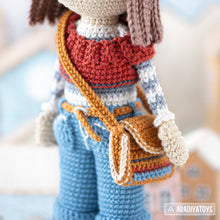 Load image into Gallery viewer, crochet doll pattern amigurumi Kimberly doll with red panda beret Roxy by AradiyaToys tutorial PDF file handmade DIY dolls crochet patterns
