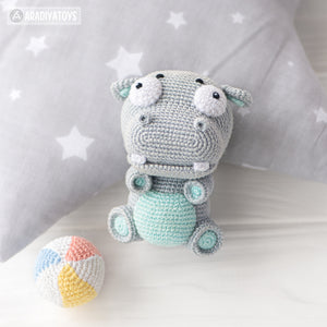 Crochet Pattern of Hippo Bruno from "AradiyaToys Design" (Amigurumi tutorial PDF file) / cute hippo crochet pattern by AradiyaToys