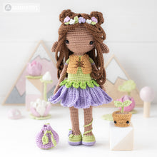 Afbeelding in Gallery-weergave laden, Friendy Luna with Kawaii Sprout from &quot;AradiyaToys Friendies&quot; collection / crochet doll pattern (Amigurumi tutorial PDF file), elf doll dress
