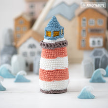 Load image into Gallery viewer, kawaii lighthouse crochet pattern PDF amigurumi lifebuoy DIY tutorial nautical decor mini kingdom coastal sea toy easy crochet pattern
