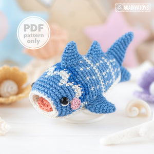 amigurumi whale shark crochet pattern by AradiyaToys mini kingdom crochet whale shark DIY tutorial PDF file handmade fish amigurumi pattern