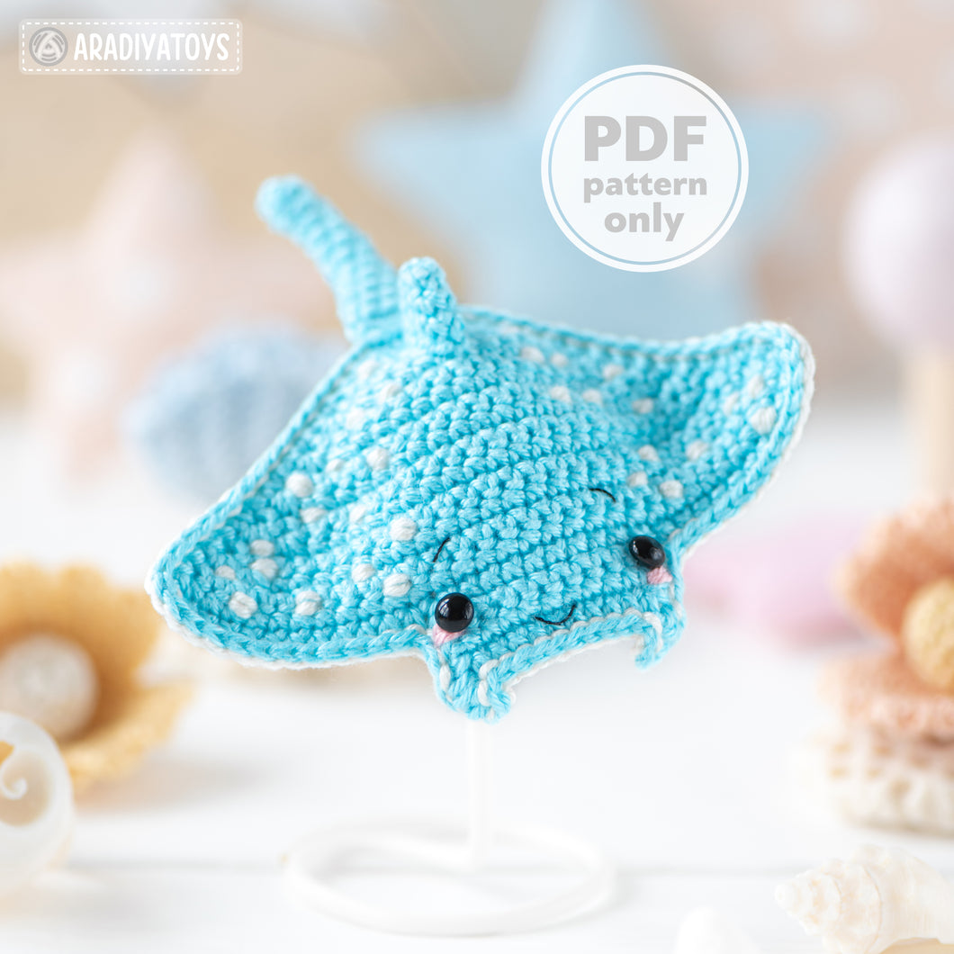 manta ray crochet pattern stingray amigurumi tutorial by AradiyaToys mini kingdom crochet stingray DIY file handmade PDF amigurumi pattern