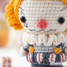 Load image into Gallery viewer, sad clown crochet pattern halloween amigurumi tutorial AradiyaToys spooky season crochet DIY tutorial PDF file handmade amigurumi pattern
