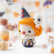 Load image into Gallery viewer, sad clown crochet pattern halloween amigurumi tutorial AradiyaToys spooky season crochet DIY tutorial PDF file handmade amigurumi pattern

