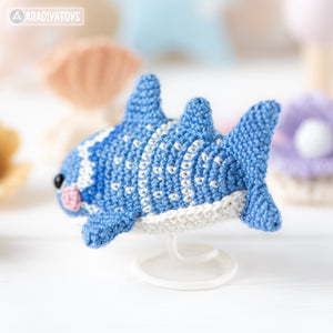 amigurumi whale shark crochet pattern by AradiyaToys mini kingdom crochet whale shark DIY tutorial PDF file handmade fish amigurumi pattern