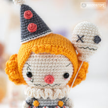 Load image into Gallery viewer, sad clown crochet pattern halloween amigurumi tutorial AradiyaToys spooky season crochet DIY tutorial PDF file handmade amigurumi pattern
