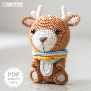 Crochet Pattern of Deer Kira from "AradiyaToys Design" (Amigurumi tutorial PDF file) / cute deer crochet pattern by AradiyaToys