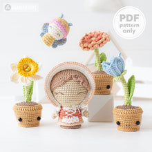 Cargar imagen en el visor de la galería, Flower Garden from “Mini Kingdom” collection / crochet patterns by AradiyaToys (Amigurumi tutorial PDF file) / crochet flower / amigurumi
