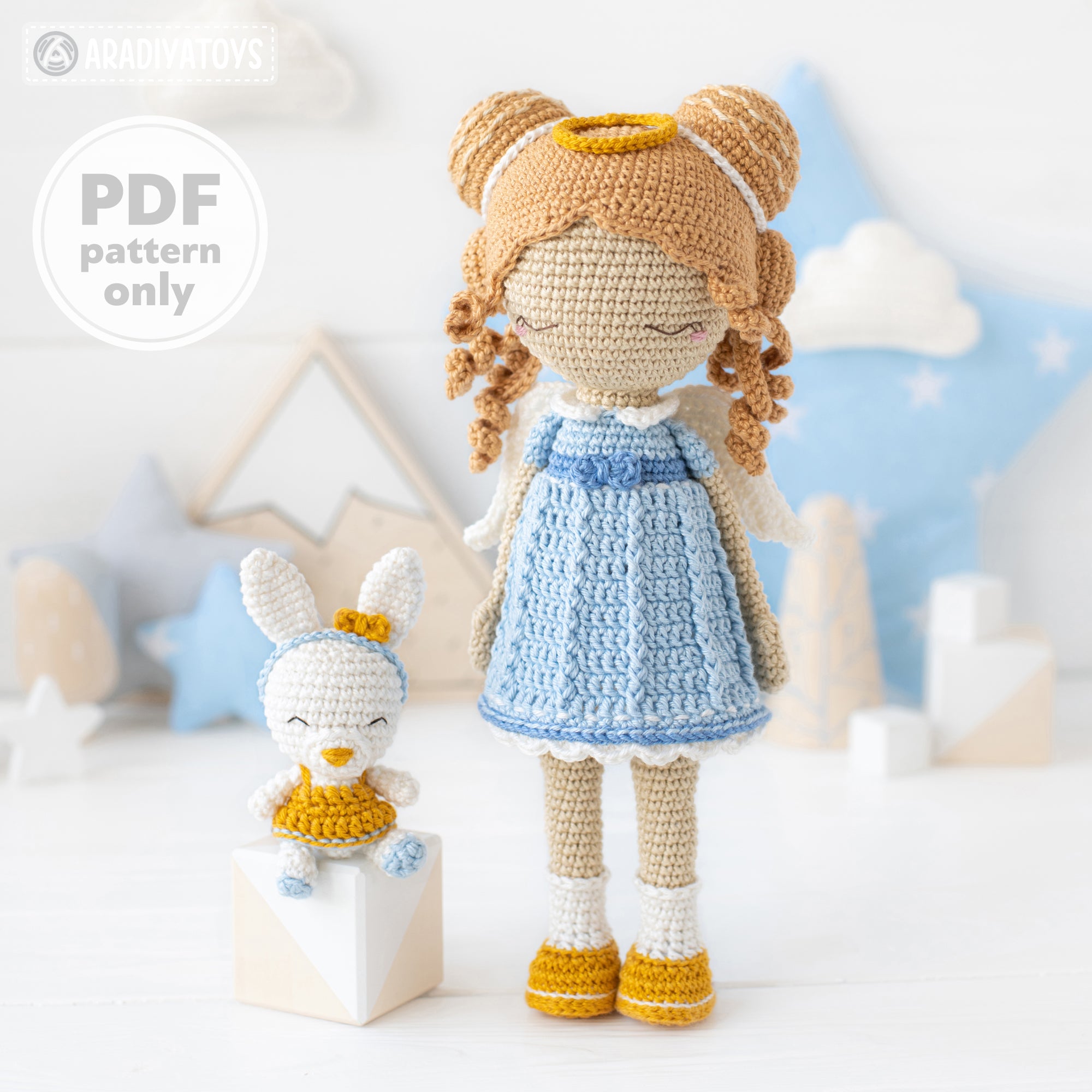 Crochet Doll Pattern for Friendy Leah the Angel Amigurumi Doll Pattern PDF  File Tutorial Amigurumi Crochet Doll Lesson Digital Download