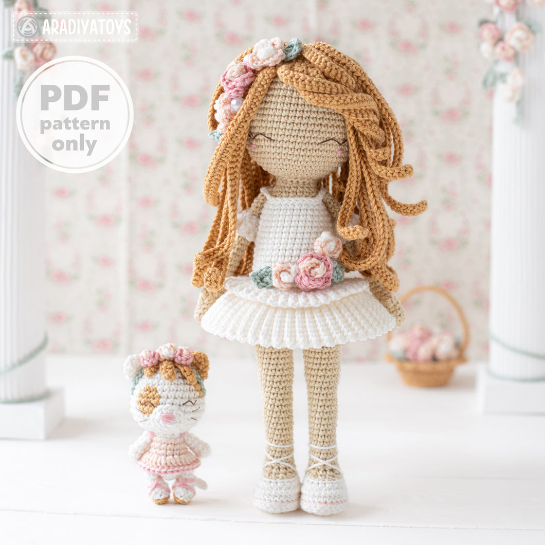 Doll Crochet Pattern for Friendy Melanie Ballerina Amigurumi Doll Pattern PDF File Tutorial Digital Ballerina Amigurumi Pattern for Doll