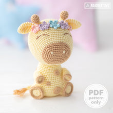 Load image into Gallery viewer, Crochet Pattern of Giraffe Ellie from &quot;AradiyaToys Design&quot; (Amigurumi tutorial PDF file) / cute giraffe crochet pattern by AradiyaToys
