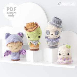 Halloween Minis set 2 from “AradiyaToys Minis” collection / crochet pattern by AradiyaToys (Amigurumi tutorial PDF file)