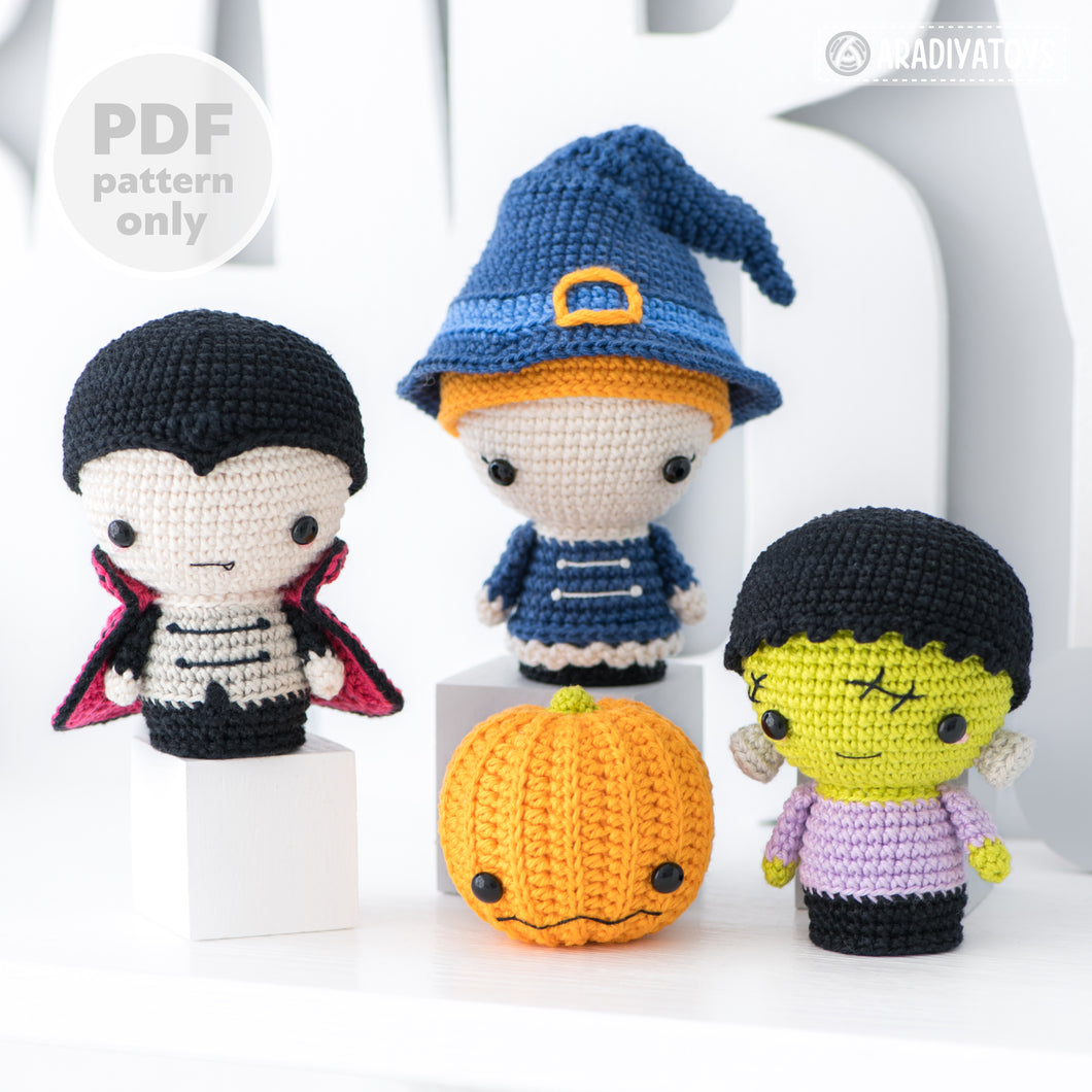 Halloween Minis set from “AradiyaToys Minis” collection / crochet pattern by AradiyaToys (Amigurumi tutorial PDF file)