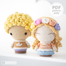 Cargar imagen en el visor de la galería, The Lost Prince and Princess from “AradiyaToys Minis” collection / crochet pattern by AradiyaToys (Amigurumi tutorial PDF file)
