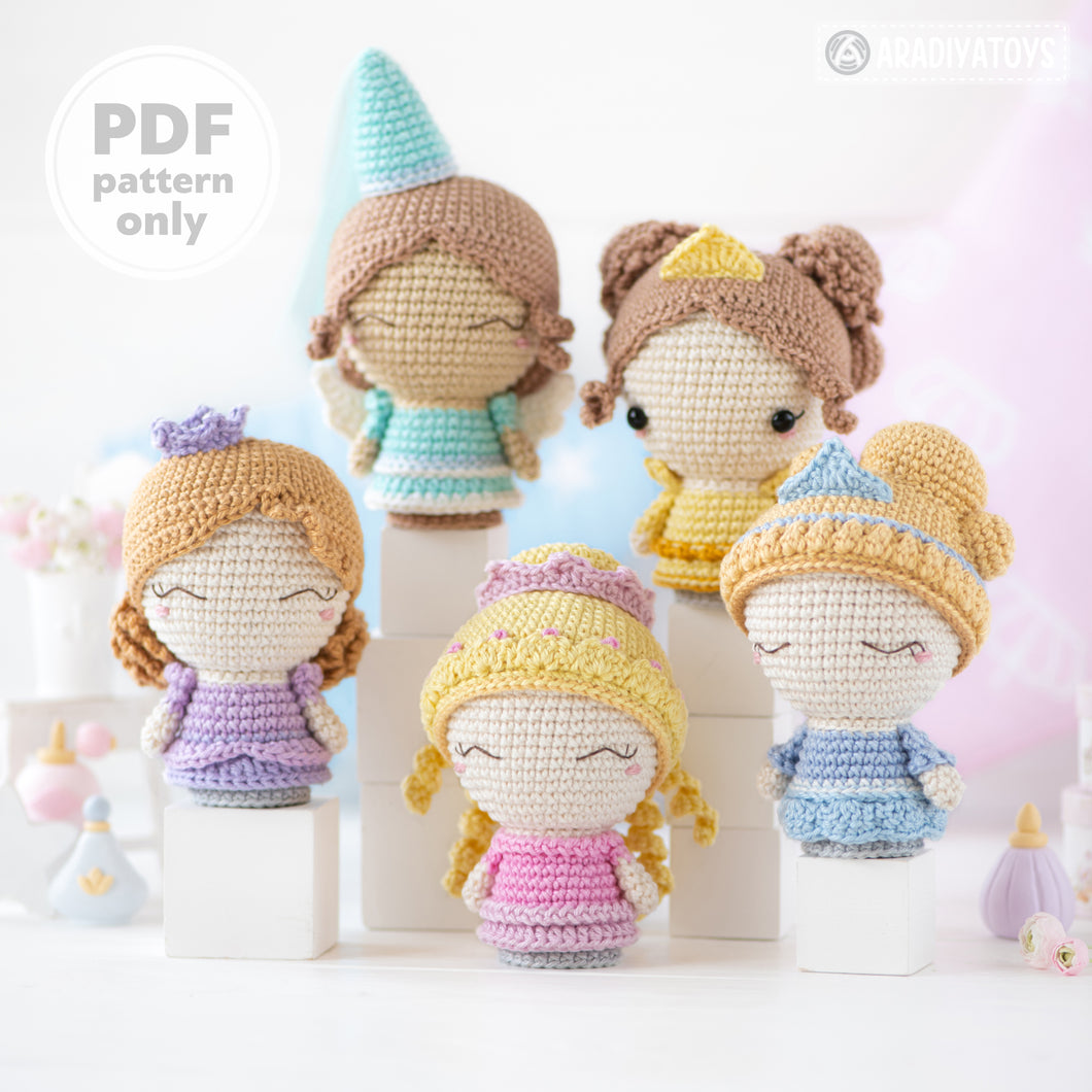 Mini Princesses from “Mini Kingdom” collection / crochet patterns by AradiyaToys (Amigurumi tutorial PDF file) / princess / amigurumi fairy