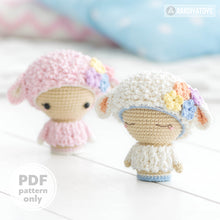 Cargar imagen en el visor de la galería, Mini Wendy the Lamb from &quot;AradiyaToys Minis” collection / small doll crochet pattern by AradiyaToys (Amigurumi tutorial PDF file)
