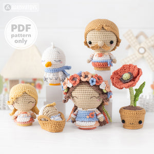 Ukrainian Family from “Mini Kingdom” collection / crochet patterns by AradiyaToys (Amigurumi tutorial PDF file) / crochet ukraine / amigurumi stork