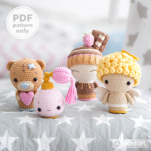 Valentine Minis set from “AradiyaToys Minis” collection / cute crochet pattern by AradiyaToys (Amigurumi tutorial PDF file)