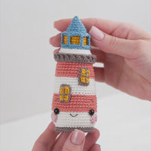 Load and play video in Gallery viewer, kawaii lighthouse crochet pattern PDF amigurumi lifebuoy DIY tutorial nautical decor mini kingdom coastal sea toy easy crochet pattern
