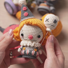 Load and play video in Gallery viewer, sad clown crochet pattern halloween amigurumi tutorial AradiyaToys spooky season crochet DIY tutorial PDF file handmade amigurumi pattern
