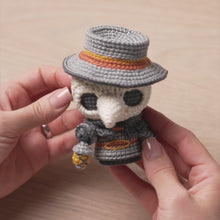 Load and play video in Gallery viewer, 5-in-1 halloween characters crochet pattern pdf sad clown frankenstein gnome pumpkinhead plague doctor el diablito amigurumi diy toy set
