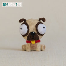 Cargar imagen en el visor de la galería, Crochet Pattern of Pug Luis from &quot;AradiyaToys Design&quot; (Amigurumi tutorial PDF file) / cute pug crochet pattern by AradiyaToys
