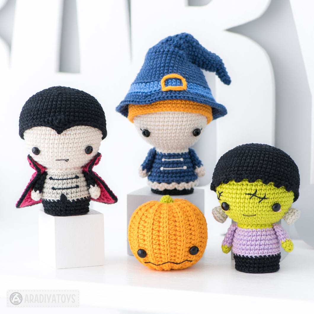 Halloween Minis set from “AradiyaToys Minis” collection / crochet pattern by AradiyaToys (Amigurumi tutorial PDF file)