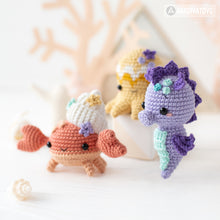 Load image into Gallery viewer, Kawaii Ocean Minis from “AradiyaToys Minis” collection / crochet patterns (Amigurumi tutorial PDF file) / crochet mermaid / amigurumi triton
