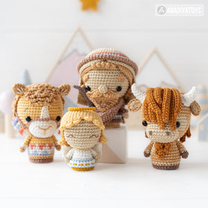 Conjunto 3 Mini Nacimiento de la colección/Nacimiento “Minis de AradiyaToys” patrón de crochet de AradiyaToys (tutorial de Amigurumi en fichero PDF) / ángel de crochet, pastor amigurumi, camello, buey, estrella