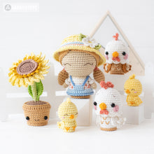 Załaduj obraz do przeglądarki galerii, Sunny Farm from “Mini Kingdom” collection / crochet patterns by AradiyaToys (Amigurumi tutorial PDF) / crochet chicken / amigurumi sunflower
